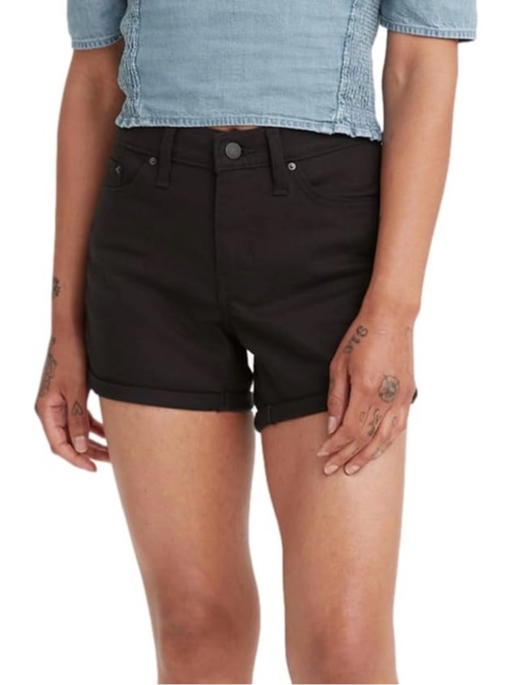 Levi’s Black Denim Mid-Rise Roll Cuff Women's Shorts